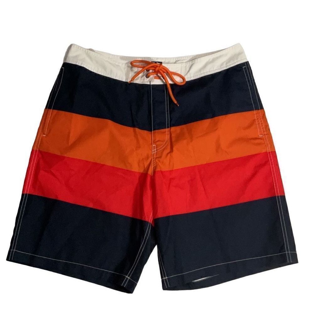 NWT Gap Color Block Men’s Swim Trunks Side pockets Hook and Loop Closure Size L